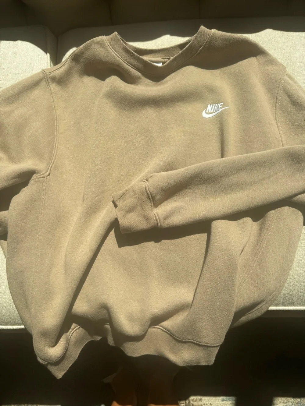 Nike tan Crewneck Sweatshirt - Beige with White Logo sport uniform medium